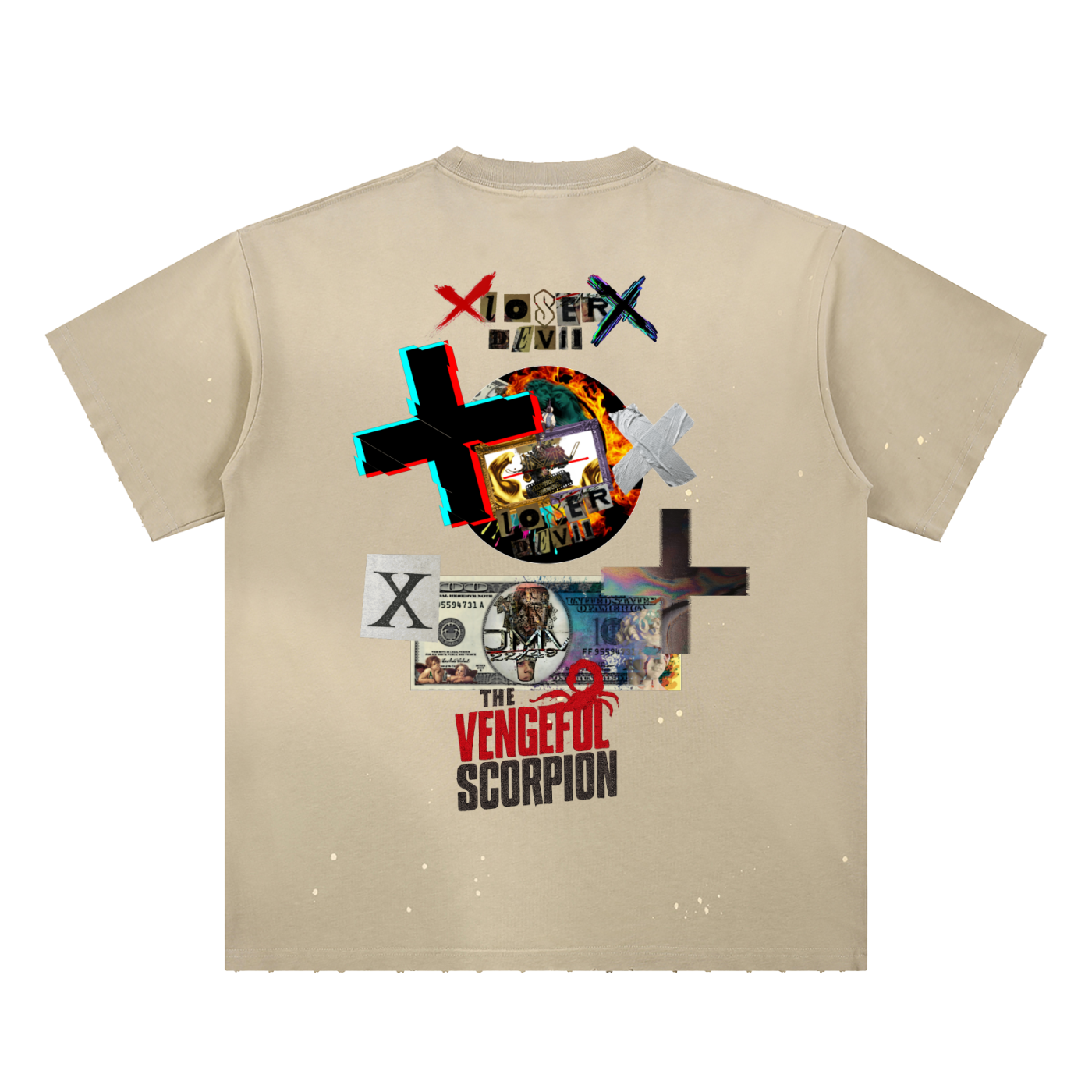 Hand-Frayed Sunfade Paint Splatter T-Shirt