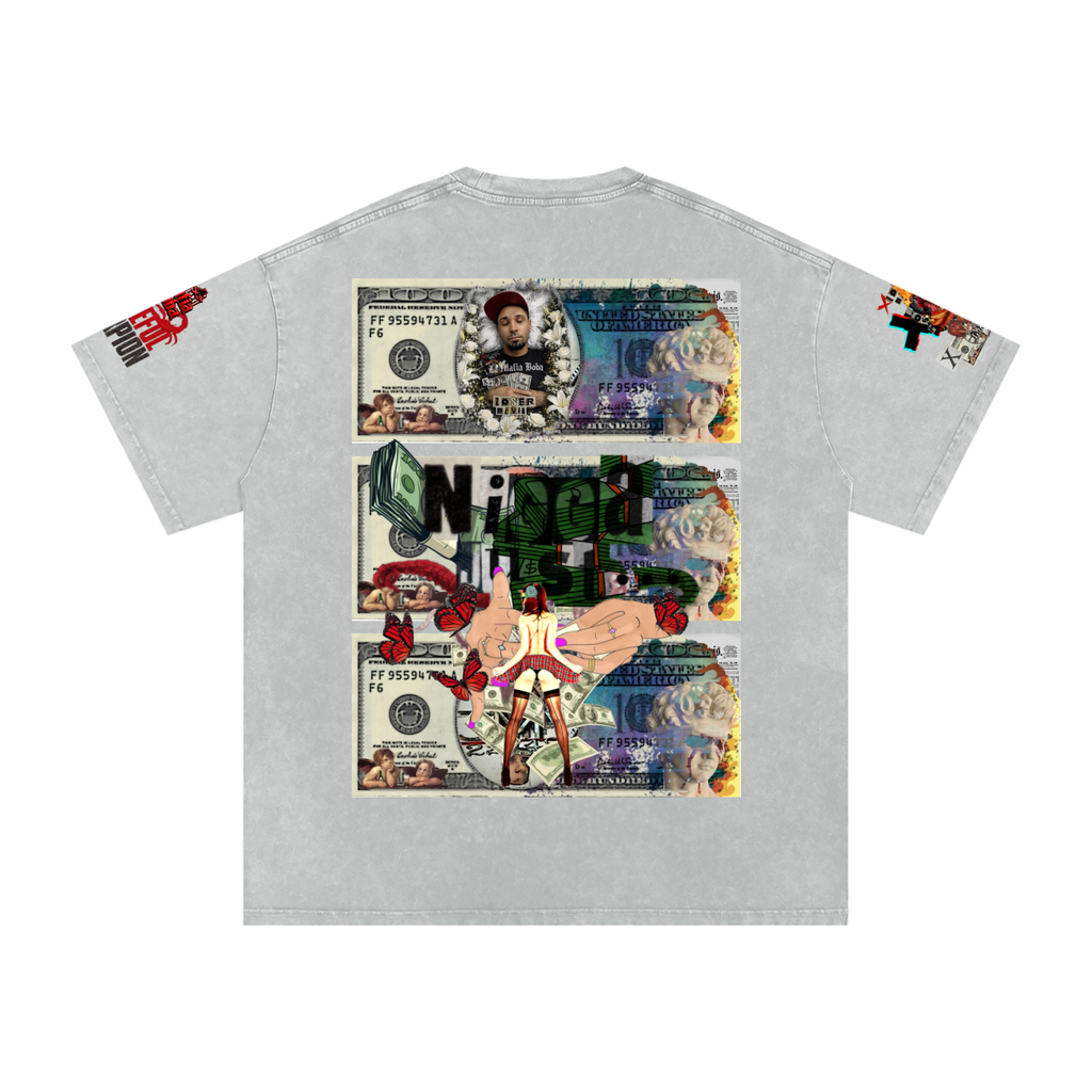 Snow Washed Oversized Cotton T-Shirt