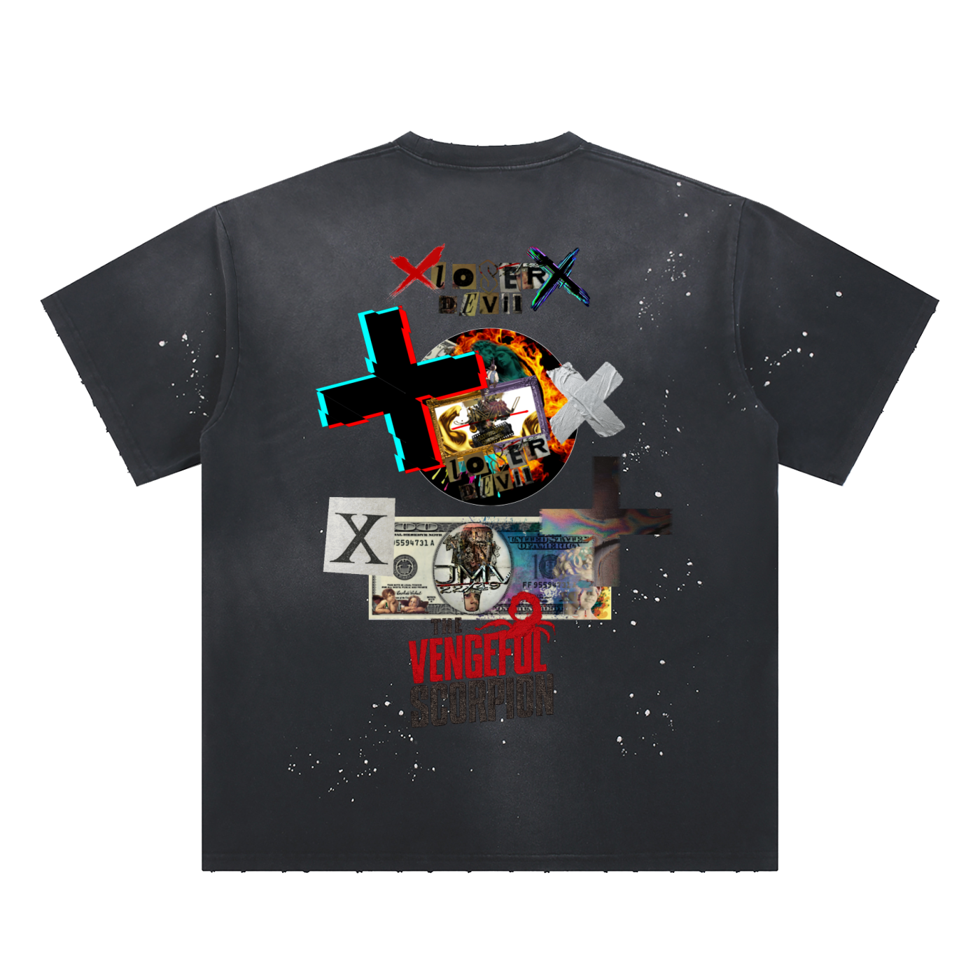 Hand-Frayed Sunfade Paint Splatter T-Shirt