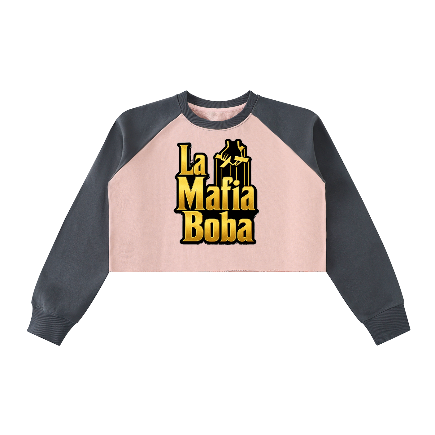 Raw-Hem Color-Block Raglan Crop Sweatshirt
