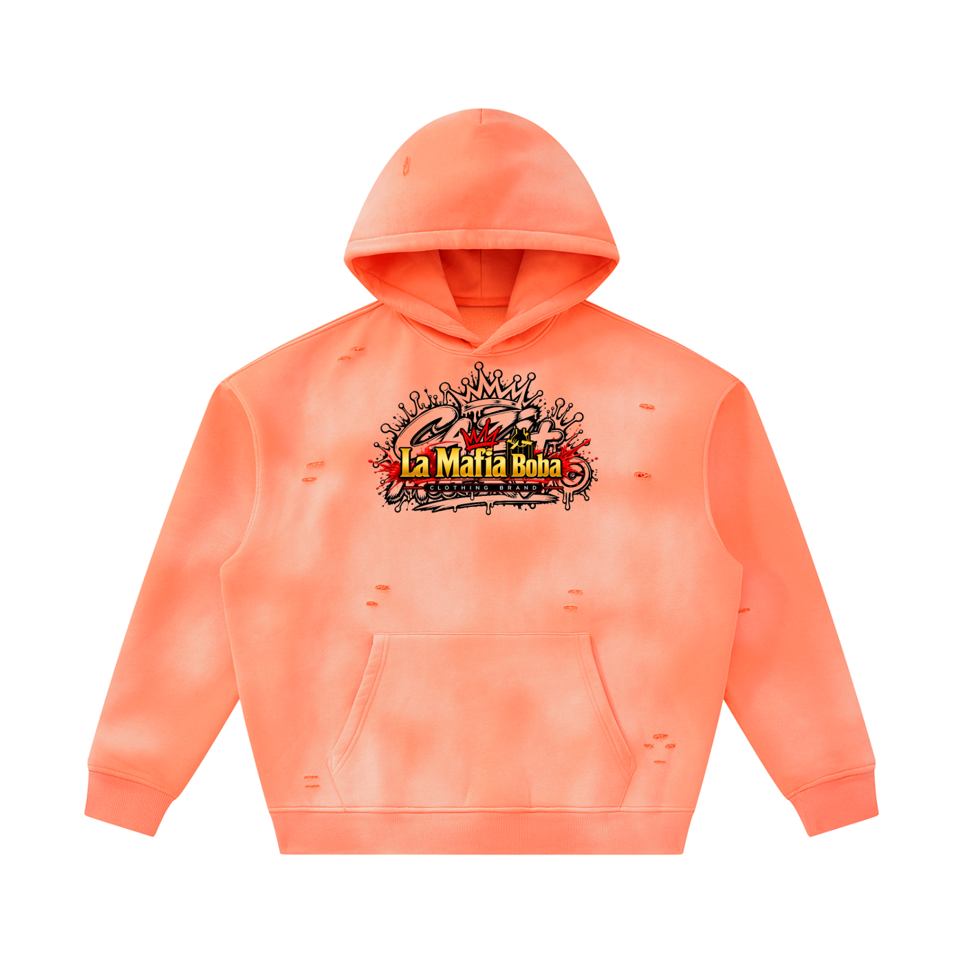 Unisex Sunfade Frayed Fleece Hoodie