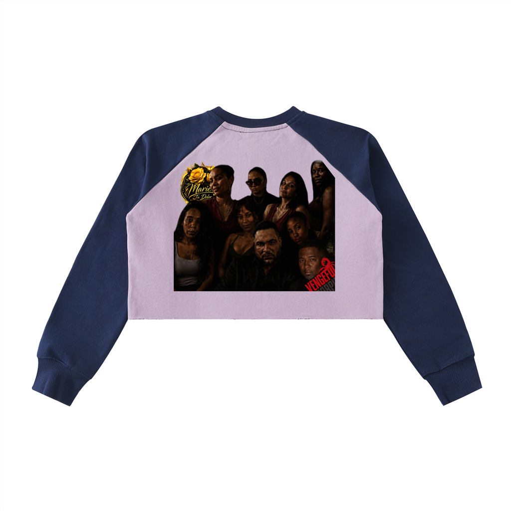 Raw-Hem Color-Block Raglan Crop Sweatshirt