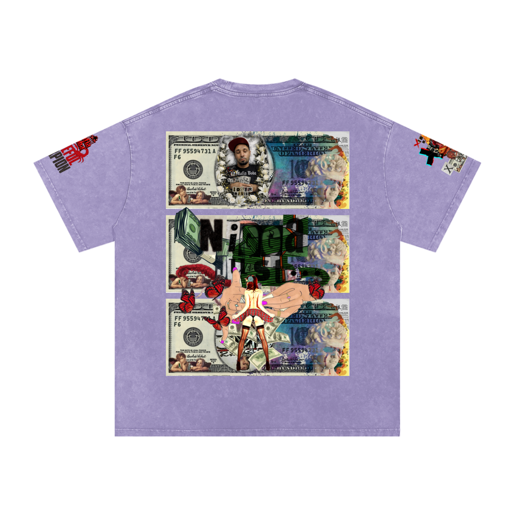 Snow Washed Oversized Cotton T-Shirt