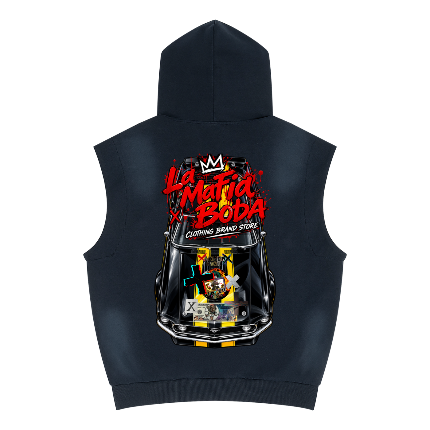 Unisex Vintage Wash Sun Fade Sleeveless Hoodie