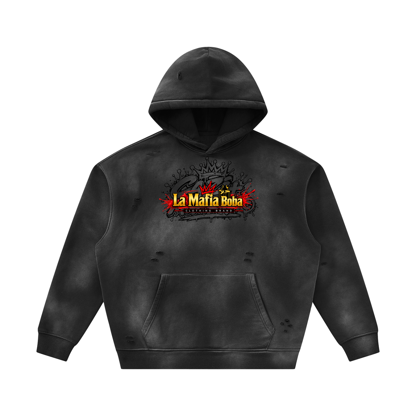 Unisex Sunfade Frayed Fleece Hoodie
