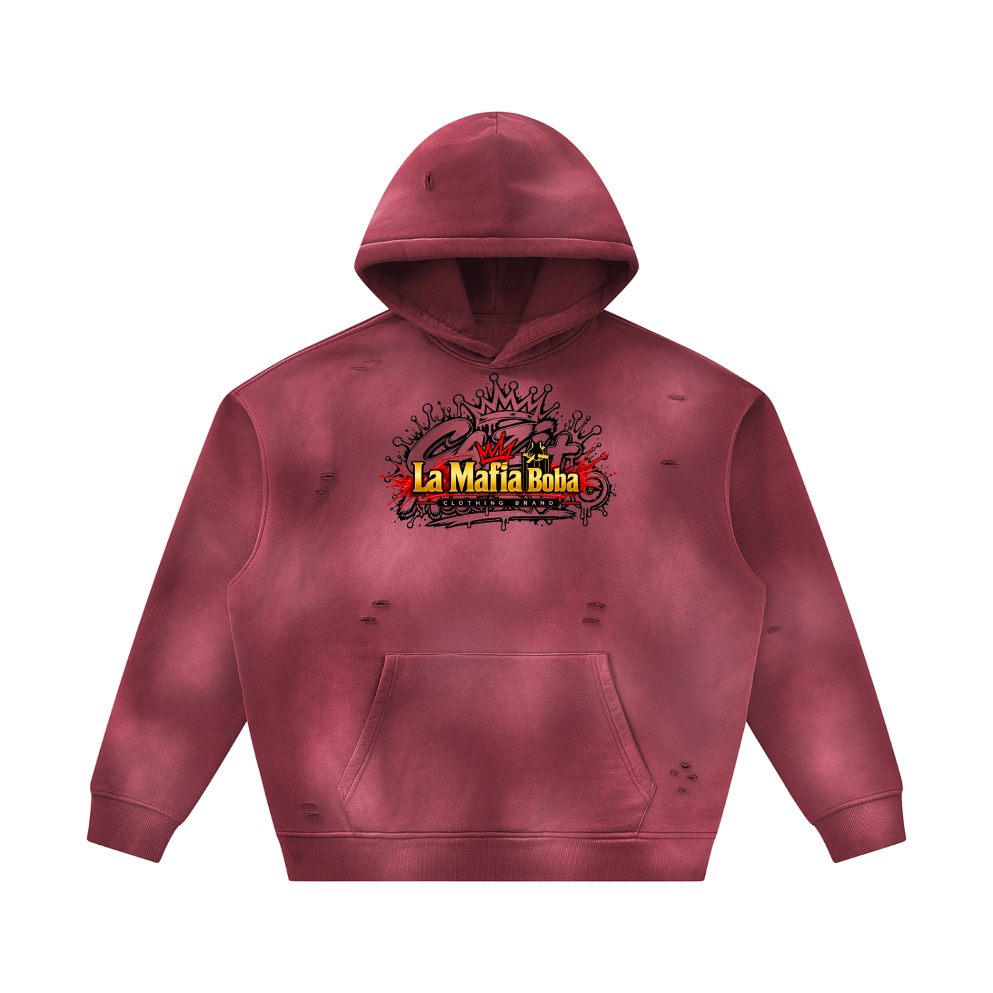 Unisex Sunfade Frayed Fleece Hoodie
