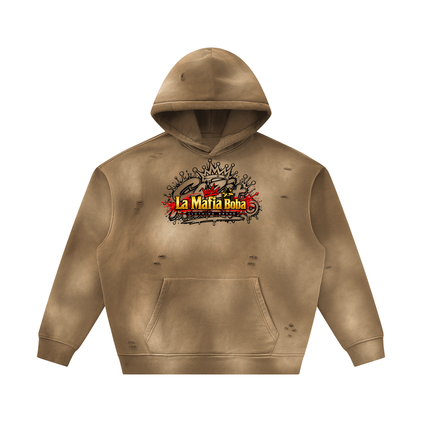 Unisex Sunfade Frayed Fleece Hoodie