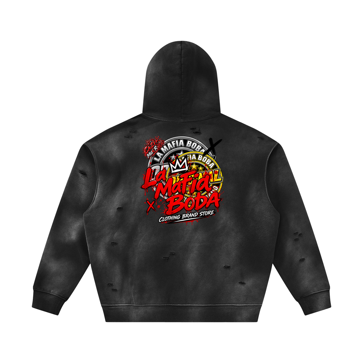 Unisex Sunfade Frayed Fleece Hoodie