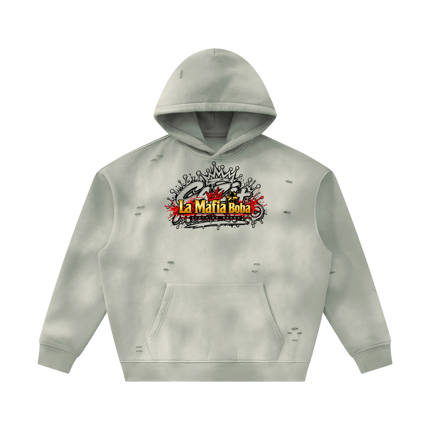 Unisex Sunfade Frayed Fleece Hoodie