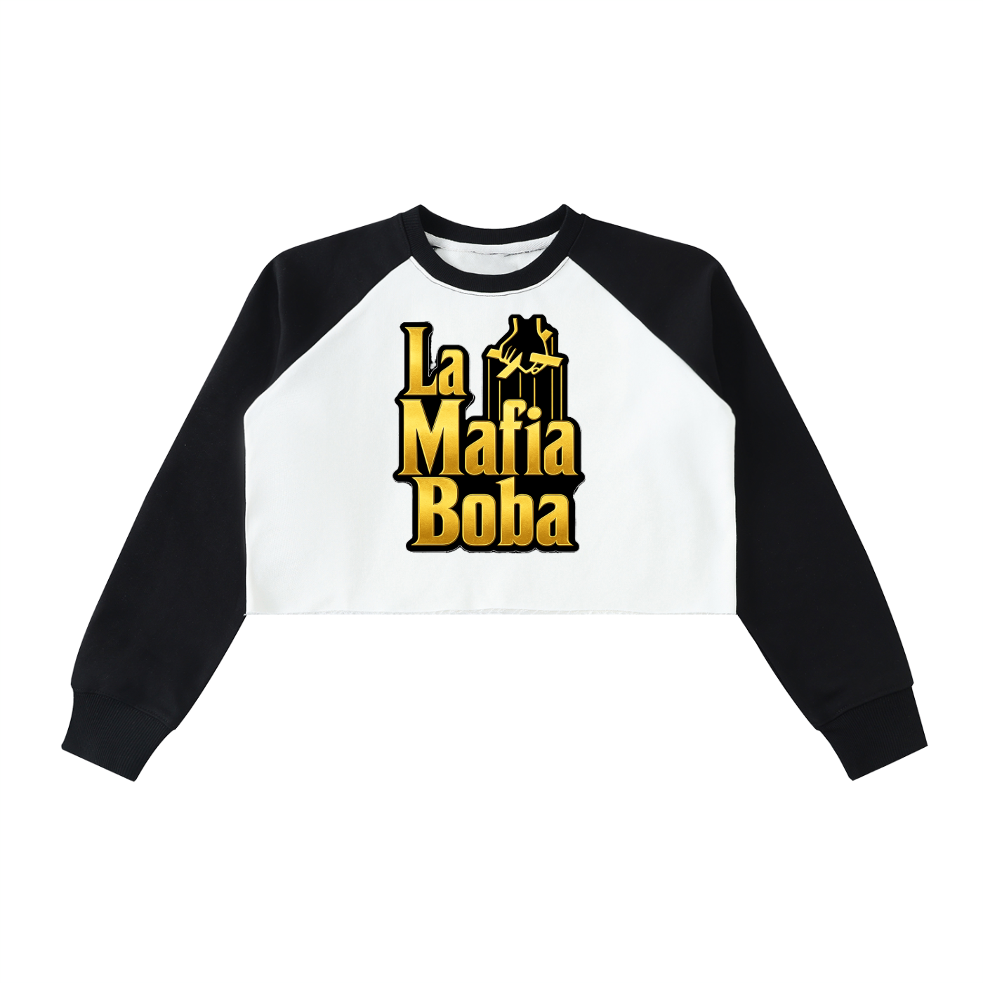 Raw-Hem Color-Block Raglan Crop Sweatshirt