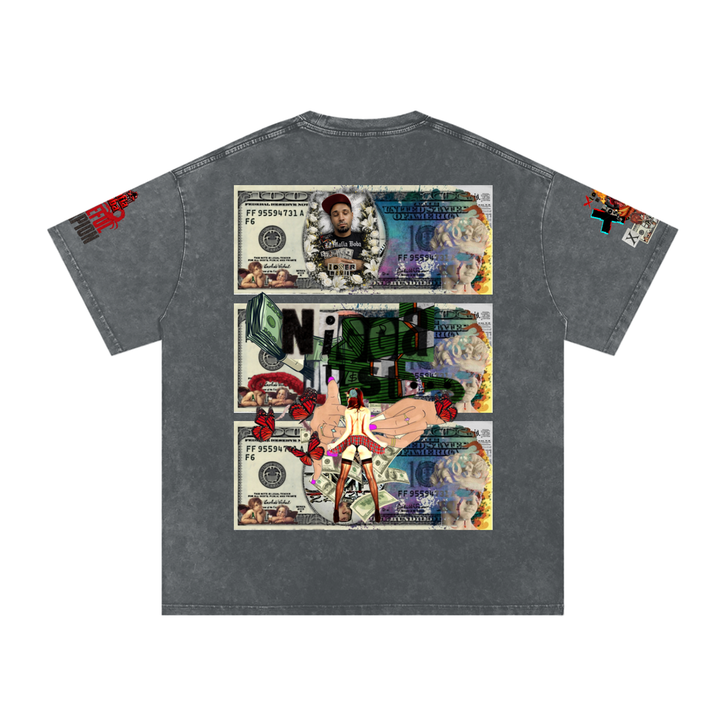 Snow Washed Oversized Cotton T-Shirt