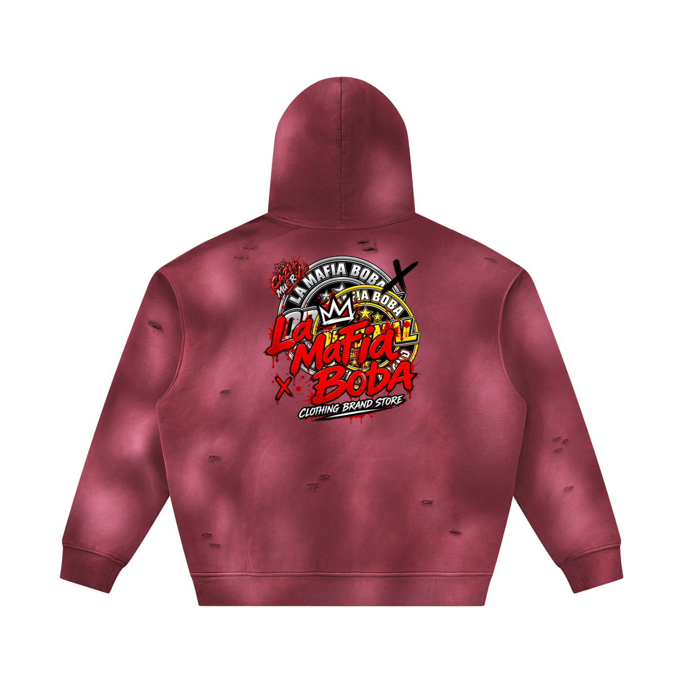 Unisex Sunfade Frayed Fleece Hoodie