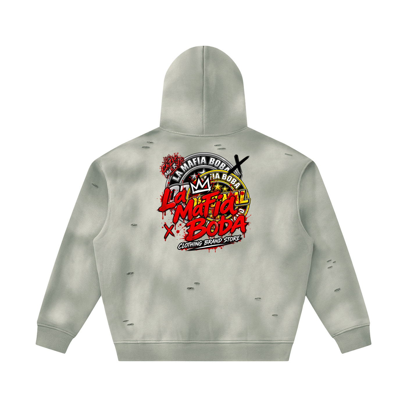 Unisex Sunfade Frayed Fleece Hoodie