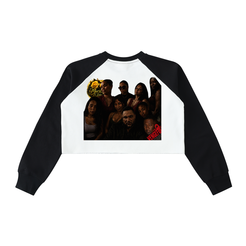 Raw-Hem Color-Block Raglan Crop Sweatshirt