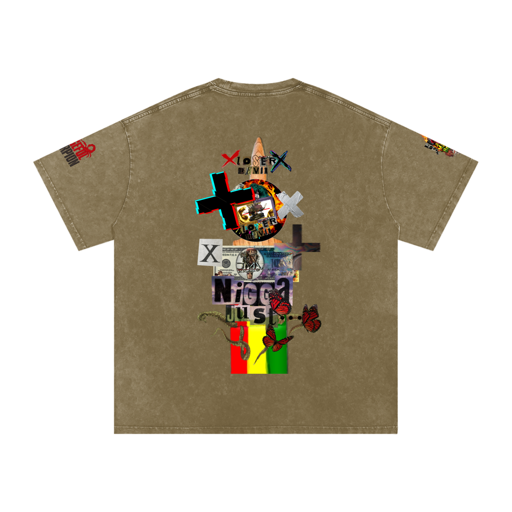 Snow Washed Oversized Cotton T-Shirt