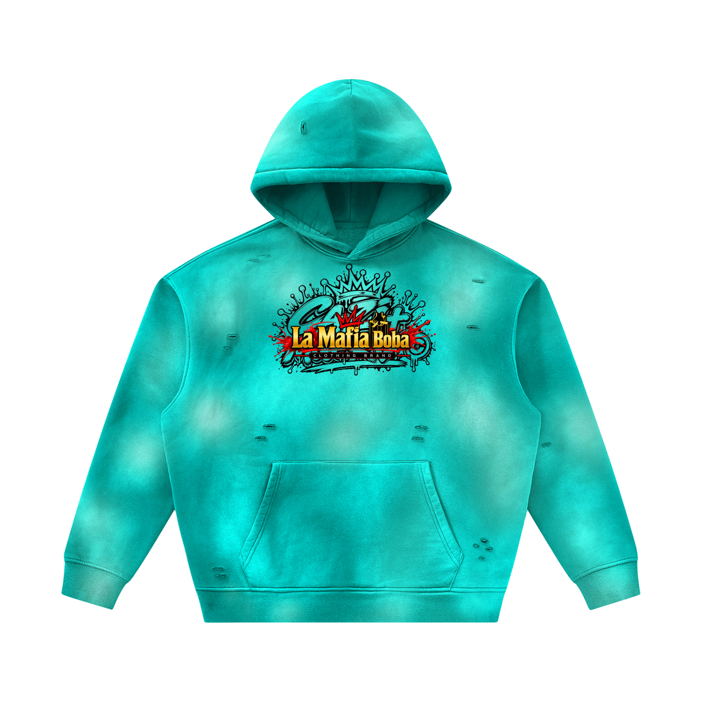 Unisex Sunfade Frayed Fleece Hoodie