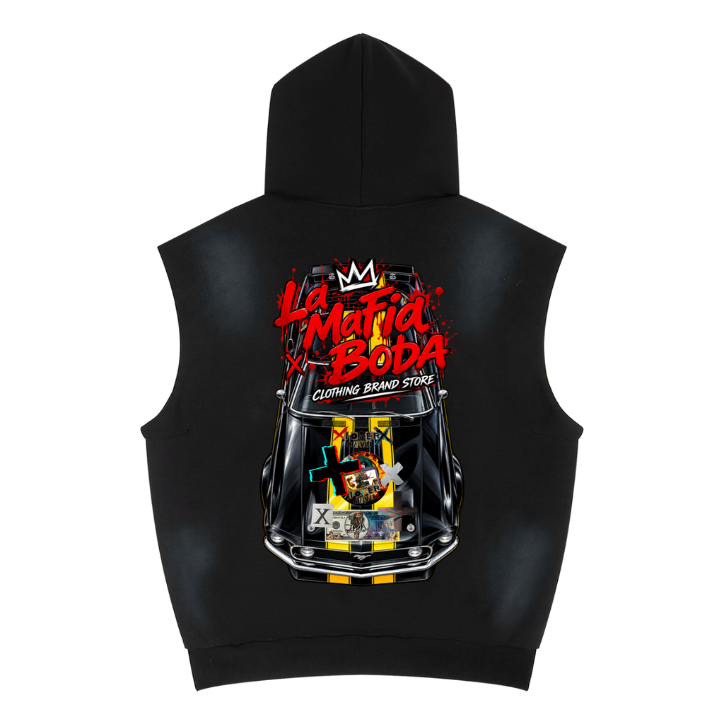 Unisex Vintage Wash Sun Fade Sleeveless Hoodie
