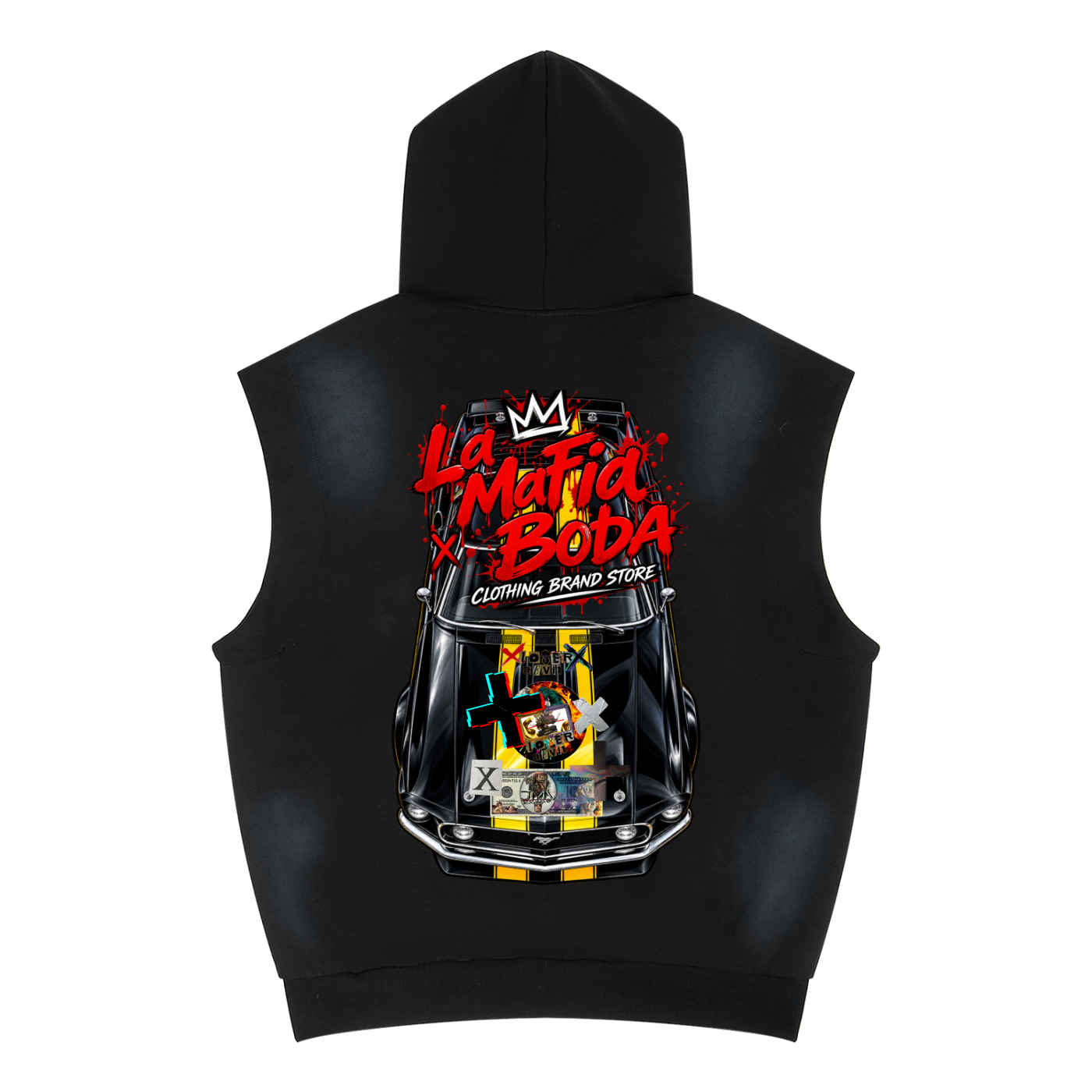 Unisex Vintage Wash Sun Fade Sleeveless Hoodie