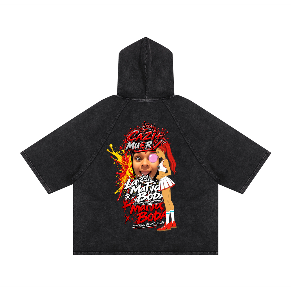 Snow Washed Hooded Boxy T-Shirt