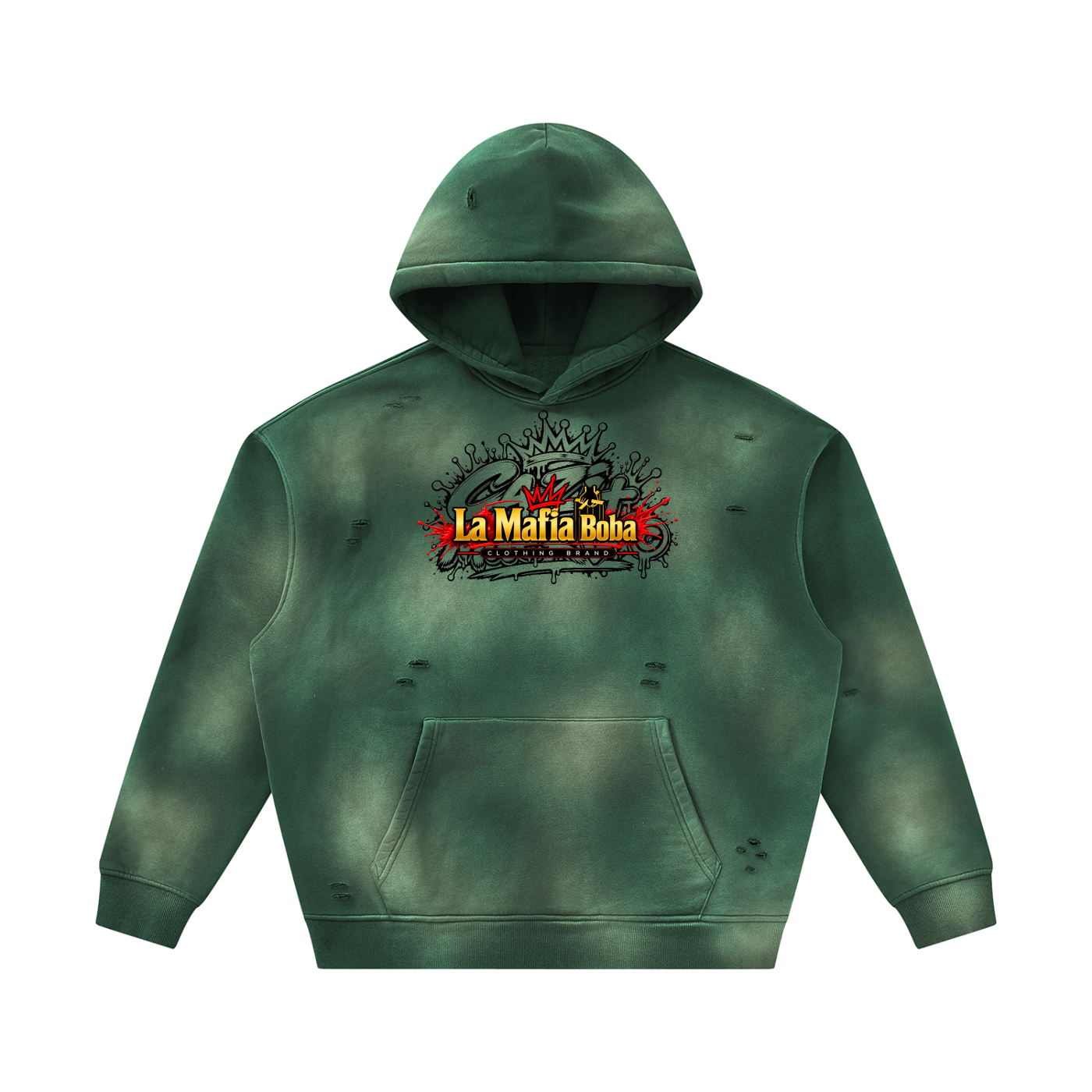 Unisex Sunfade Frayed Fleece Hoodie