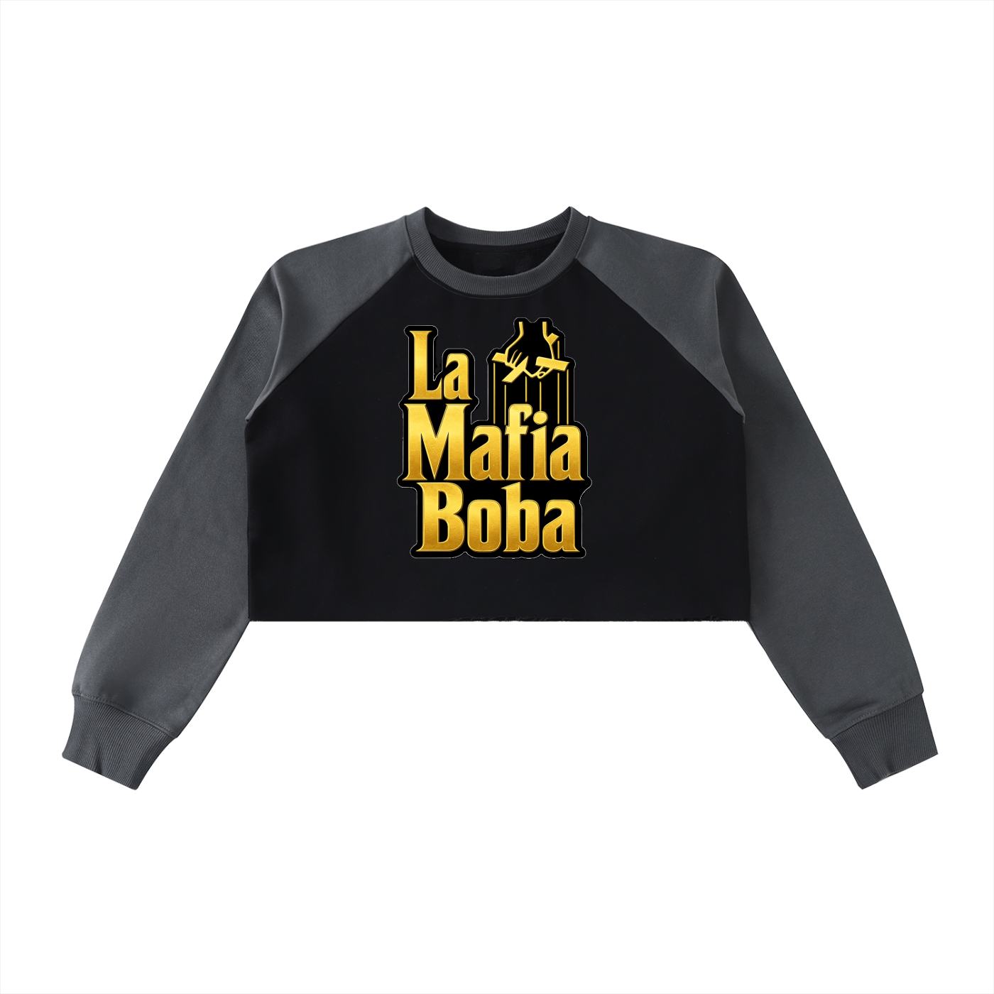 Raw-Hem Color-Block Raglan Crop Sweatshirt