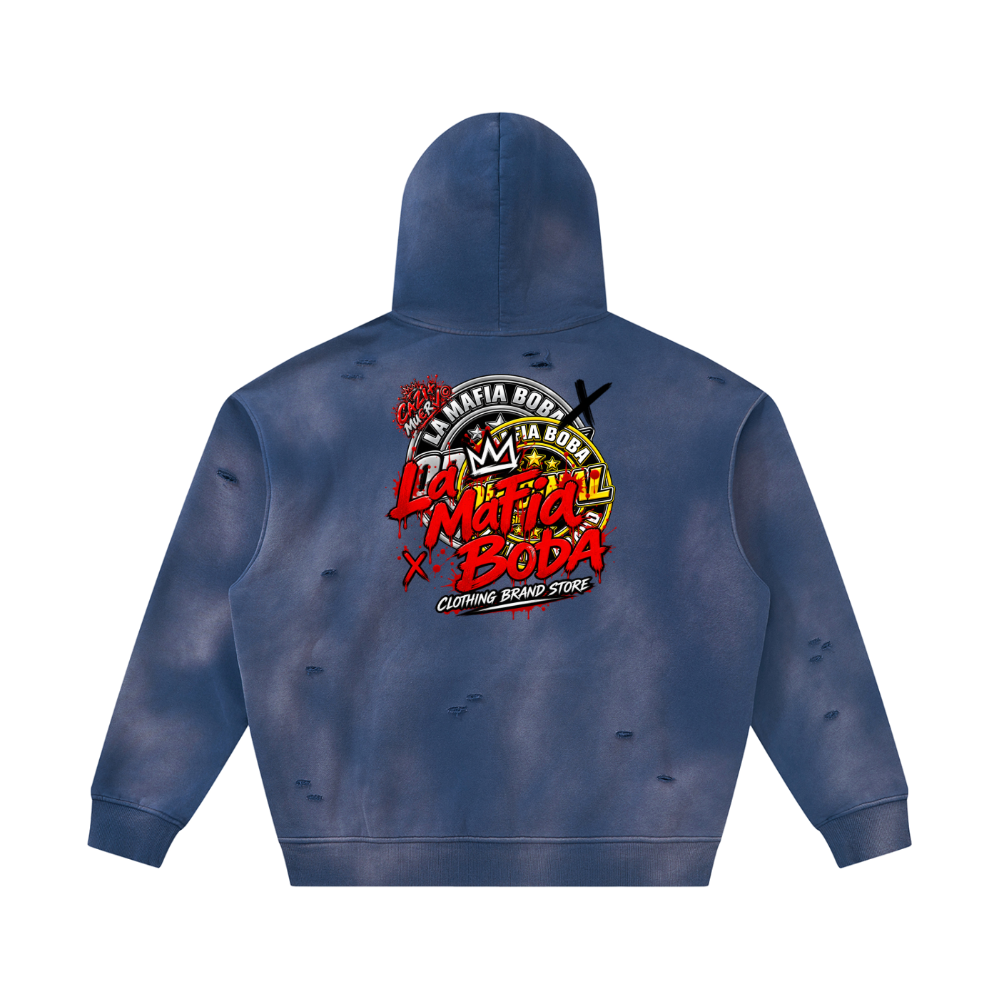Unisex Sunfade Frayed Fleece Hoodie