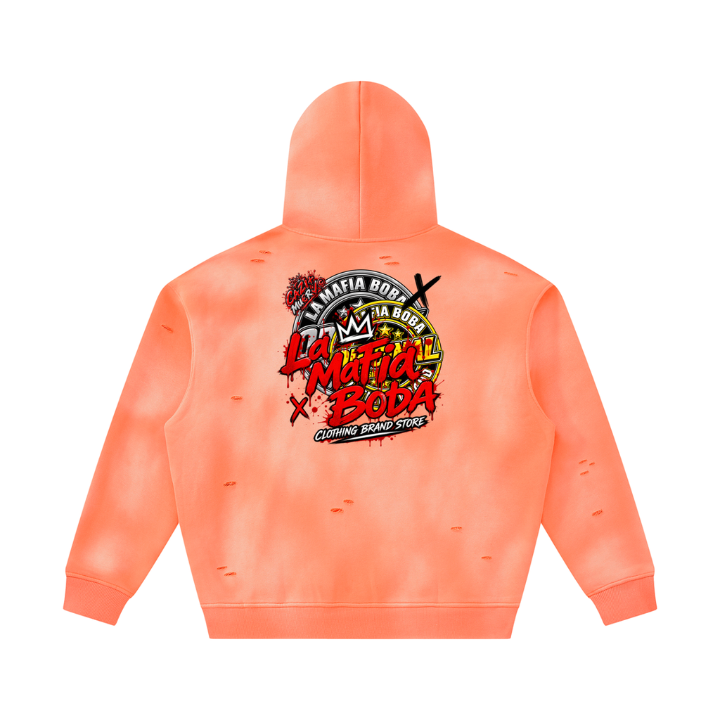 Unisex Sunfade Frayed Fleece Hoodie