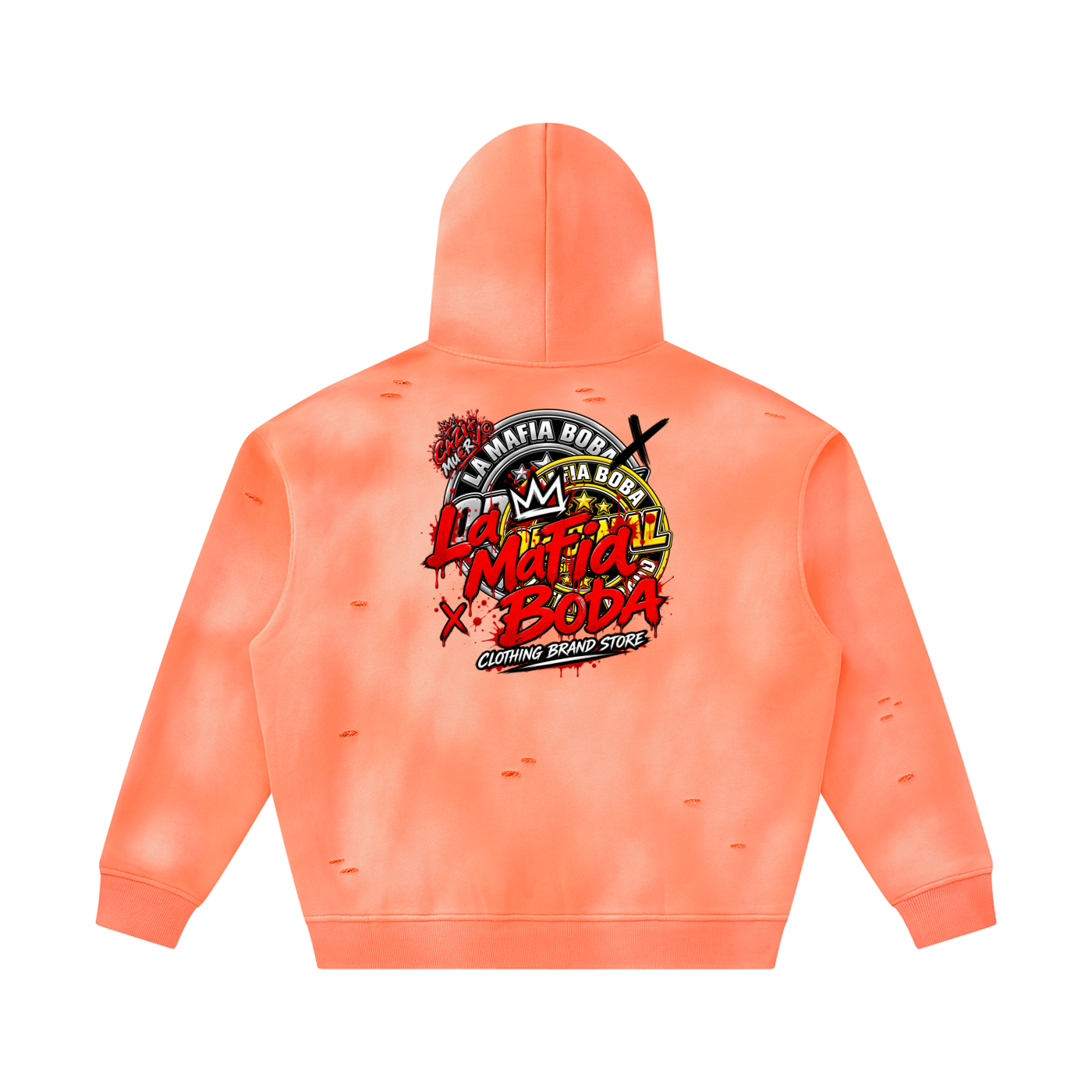 Unisex Sunfade Frayed Fleece Hoodie