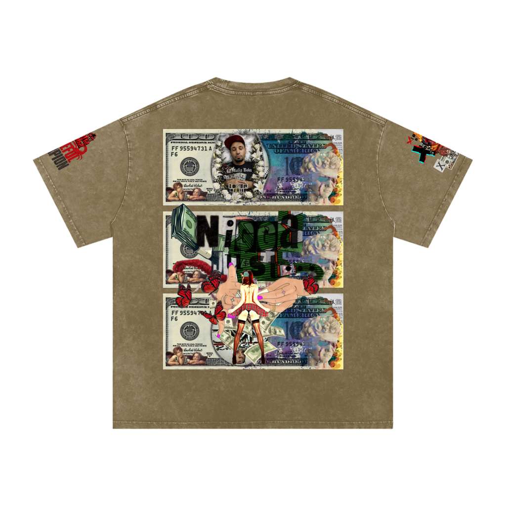 Snow Washed Oversized Cotton T-Shirt