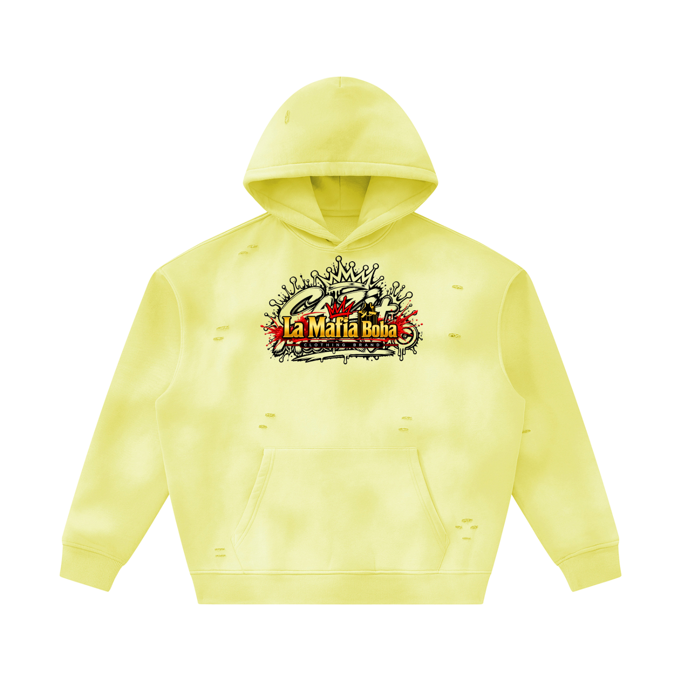 Unisex Sunfade Frayed Fleece Hoodie