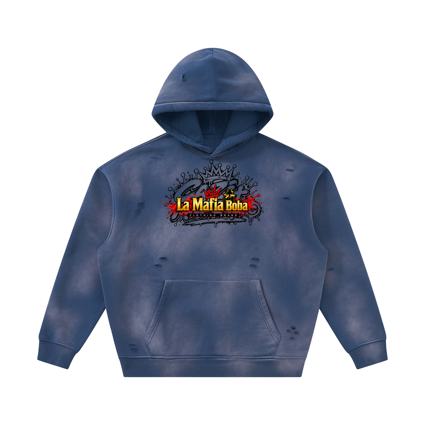 Unisex Sunfade Frayed Fleece Hoodie