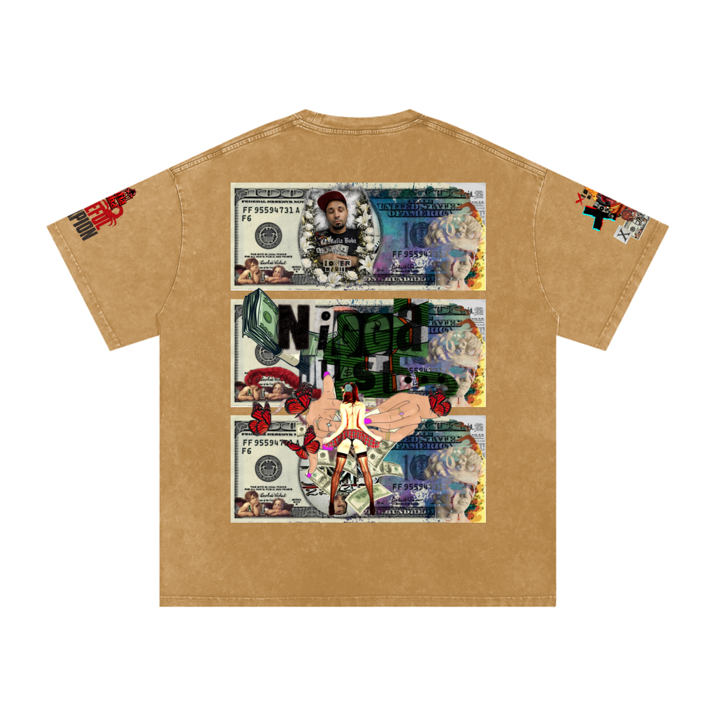 Snow Washed Oversized Cotton T-Shirt