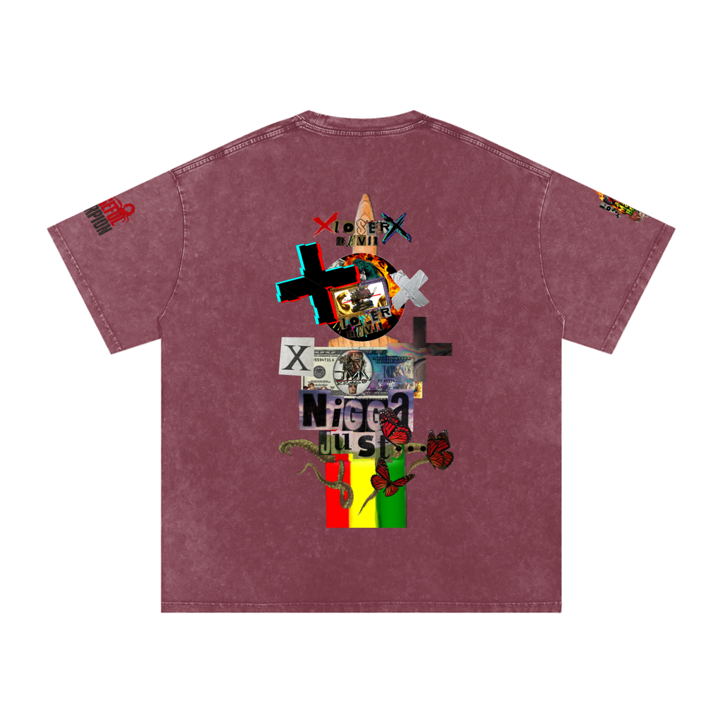 Snow Washed Oversized Cotton T-Shirt