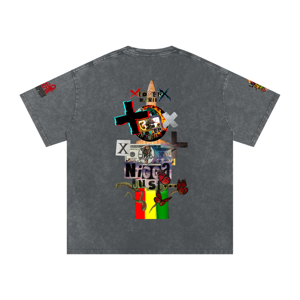 Snow Washed Oversized Cotton T-Shirt