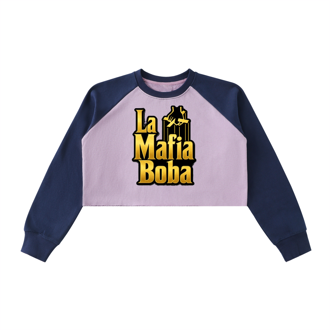 Raw-Hem Color-Block Raglan Crop Sweatshirt