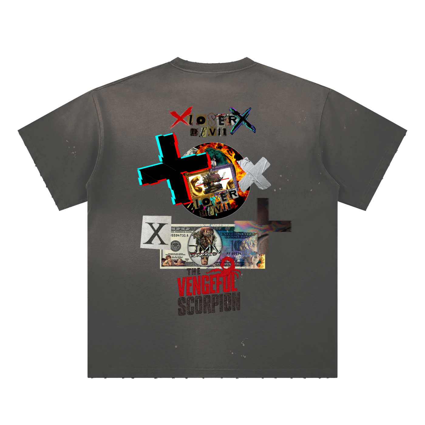Hand-Frayed Sunfade Paint Splatter T-Shirt