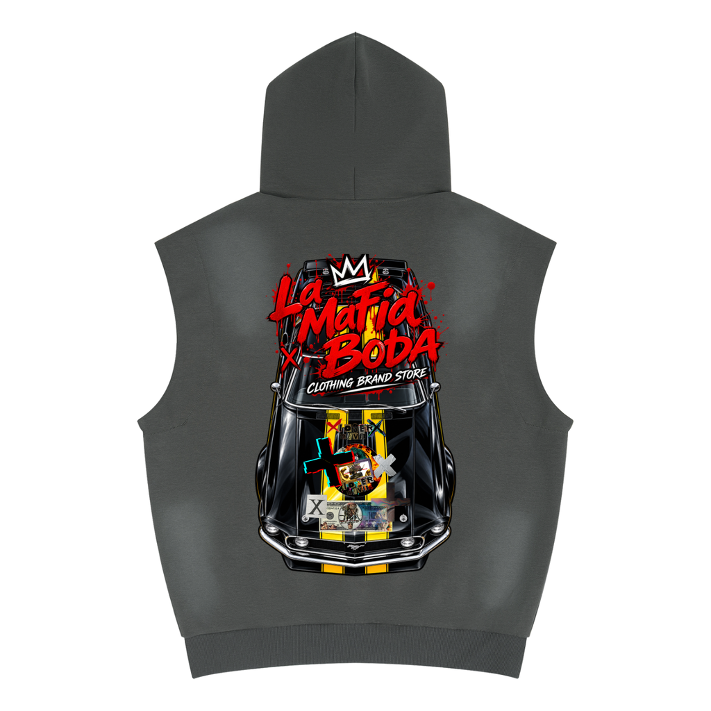 Unisex Vintage Wash Sun Fade Sleeveless Hoodie